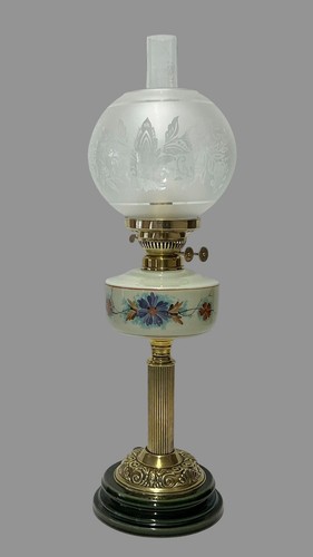 Antique oil lamp painted - antique,