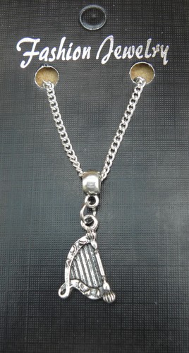 Harp pendant necklace - harp, or