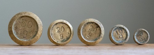Antique brass coin weights - 5x,