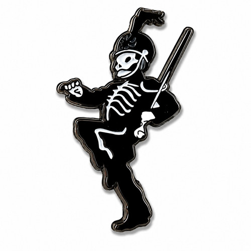 Rock band skeleton brooch pin - band,