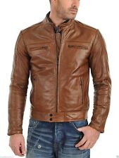MENS CLUB BROWN BIKER REAL