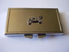 Vintage Car w29 English Pewter On Mirrored 7 Day Pill box Compact