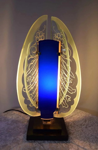 Art deco etched glass - etched,