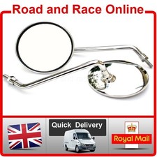 Vespa Piaggio 50-125-150cc Mirrors Pair Round Chrome All Metal 8mm M8 Fixing std