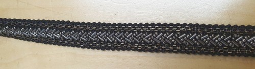 Black silver beaded strip - beaded,