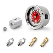 1/8 Car Fuel Oil PSI Pressure Liquid Filled Gauge Oil Fuel Pressure Gauge Red .;