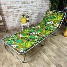Vintage 2x FLORIDA SPRUNG LOUNGER Retro 70s Tesco Floral Sun Bed Unused Sealed