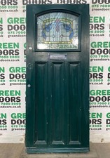 TRIPLE GLAZED FRONT DOOR ANTIQUE STYLE LEADED STAINED GLASS WOODEN WOOD EXTERNAL