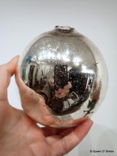 Witch Ball Christmas Ornament Kugel Antique Midnight silver Mercury Glass Ovoid