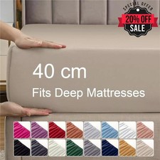 Extra Deep 40 CM Fitted Sheet Single Double King Super King Size Bed Sheets Uk