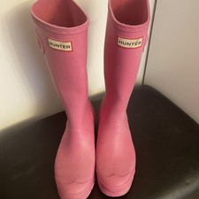 Hunter UK Size 5 (EU 38) Kids Junior Pink Wellies Wellington