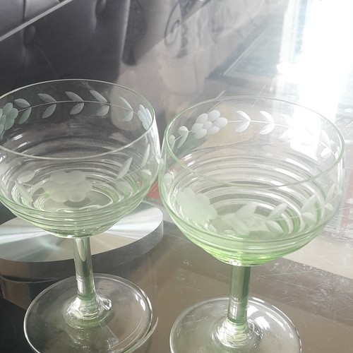 Set green clear glass - of, green/clear