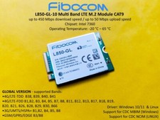 4G LTE Modem Fibocom L850-GL CAT9 450Mbps NGFF M.2 Windows Linux Intel XMM7360
