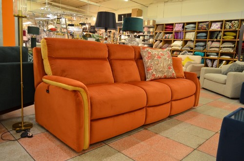 Orange velvet sofa large - orange,