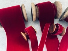 Dark Red  Velvet Ribbon By Berisfords  Choice of Widths and  Lengths
