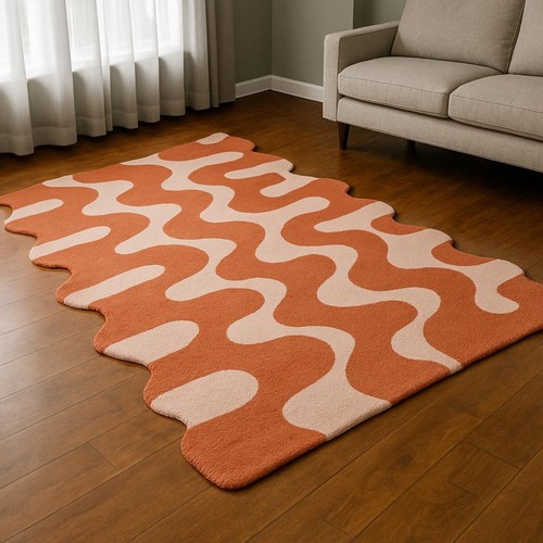 Retro wavy wool rug - retro,