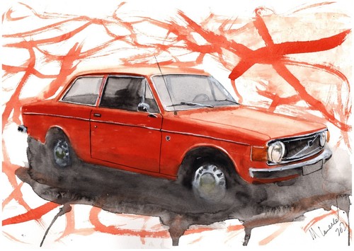 Painting volvo 142 print - painting, of