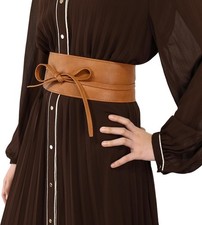 Wide Faux Leather Obi Belt for