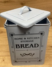 Vintage Enamel Bread Bin With Lid -  Square - Blue  - Lovely Item ??