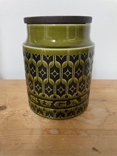 Vintage Hornsea Pottery 8" Green Heirloom Storage Jar SUGAR Retro Rare Pot