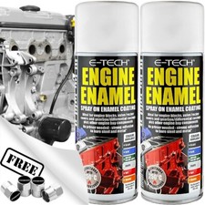 2 x E-Tech SILVER Engine Enamel Spray Paint High Temp Heat Resistant AEE06-S +CP