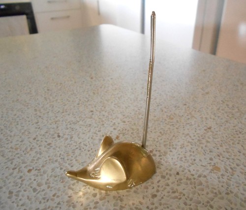 Vintage brass mouse long - brass, tail