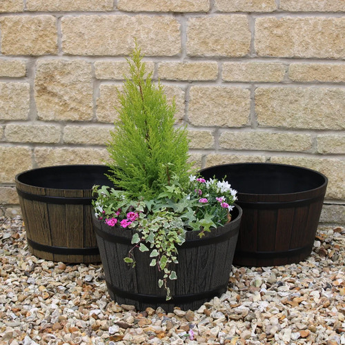 Barrel planter wooden - planter, effect