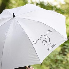 Personalised White Heart Wedding Parasol Umbrella | Mr and Mrs Umbrella |