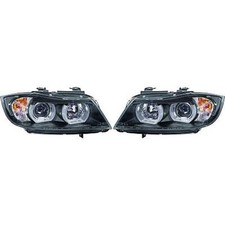 LHD Headlight Pair 3D Angel Eye Clear Black Xenon For BMW 3 Series E90 E91 05-08