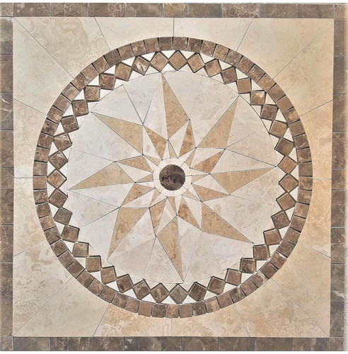 Marble floor tile medallion - marble,