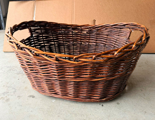 Large brown oval wicker basket - oval,