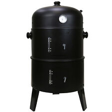 3 in 1 Black BBQ Charcoal Grill Barbecue Smoker Garden Outdoor Cooking Steel Pot
