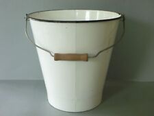 Vintage Blue White Enamel Bucket Planter - Rustic Garden Kitchenalia