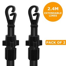 2X CLOTHES WASHING LINE PROP POLE HEAVY DUTY TELESCOPIC SUPPORT EXTENDABLE 2.4M