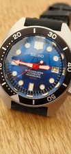 Seiko 7s26a automatic divers watch. Modded  Case Black Bezel blue red