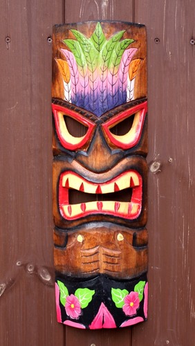 Wooden 50cm tiki bar mask - wooden,