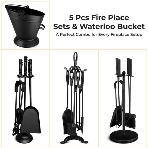 5pc black cast iron - black, fire