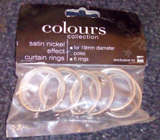 COLOURS B&Q Satin Nickel Effect Curtain Rings 6 Pack Suits 19mm Diameter Pole