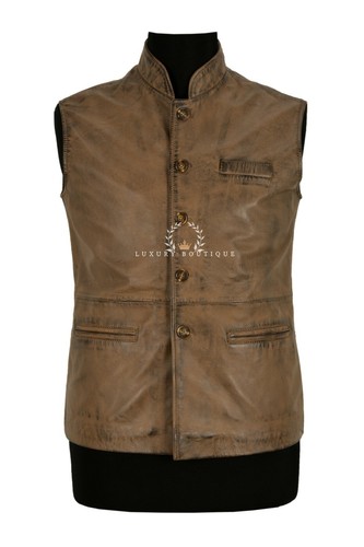 Men real leather waistcoat - real,