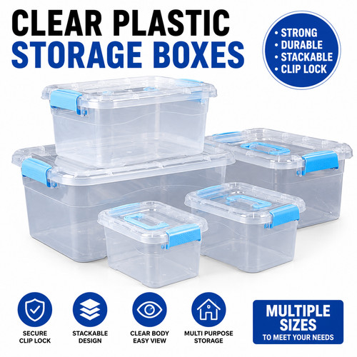 Clear plastic storage boxes - plastic,