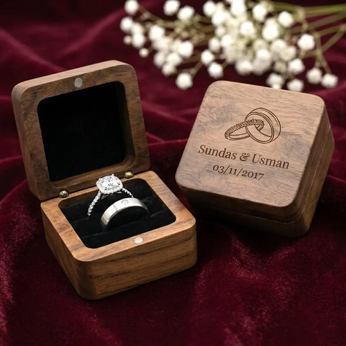 Personalized wooden ring box - ring,