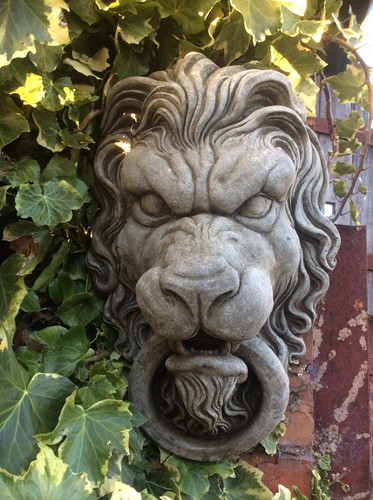 Stone garden lion face head - lion,