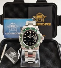 BNIB ADDIESDIVE MY-H3-2QZ ALL STEEL BLACK & GREEN CERAMIC JAPAN WATCH 200m BGW9