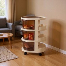 2-5 Tier Kitchen Rotating Storage Trolley Cart Utility Snack Mobile Shelf Rack