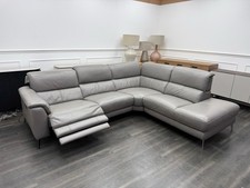 Sofology Illinois Fossil Grey Leather Power Recliner RHF Corner Sofa Terminal