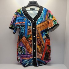 Yu-Gi-Oh Bowling Shirt Mens Medium Card Short Sleeve Button Up Anime RARE!