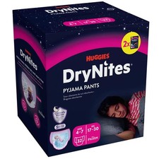 Huggies DryNites Dry Nights Pyjamas Girls 17-30kg Bed Nappy 4-7Year Pack 32Pants