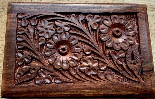 Hand carved wooden - hand, box
