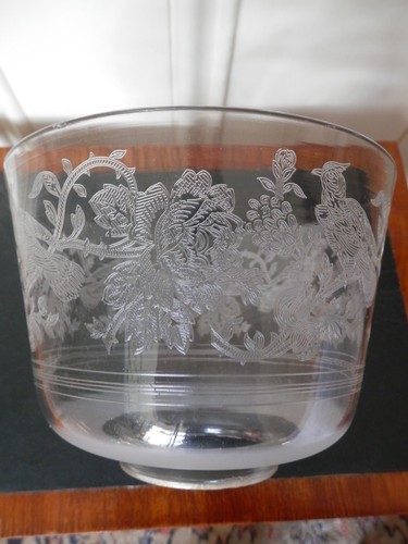 Antique lampshade etched - lampshade, bird