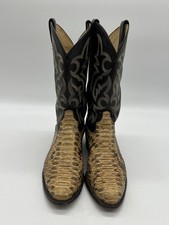 Tony Lama Mens Sz 10D Black Tan Exotic Python Snakeskin Cowboy Western Boots.